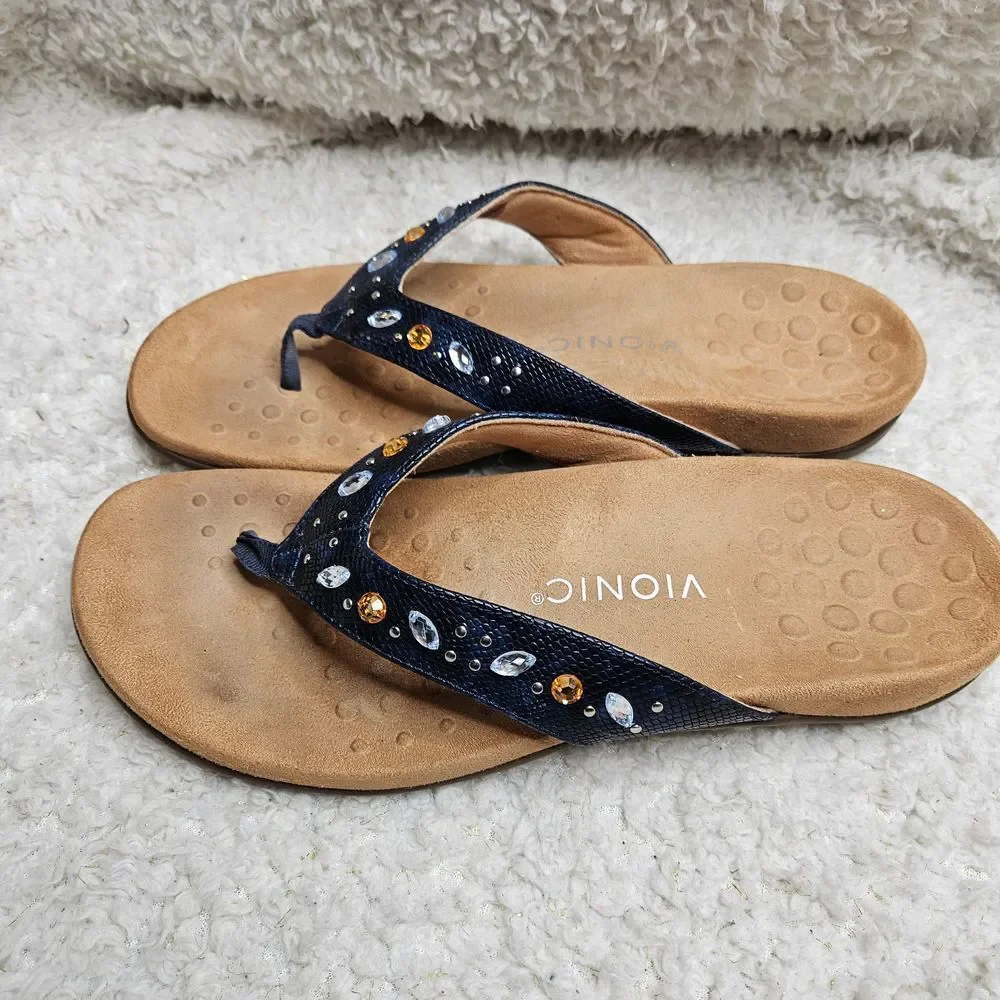 Vionic Lucia Rhinestone Embellished Orthopedic‎ Sandals sz 10